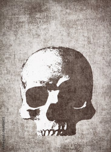 Distressed Skull Silhouette on Textured Paper