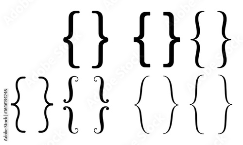 Black decorative curly brackets and parentheses graphic elements parenthesis ornate