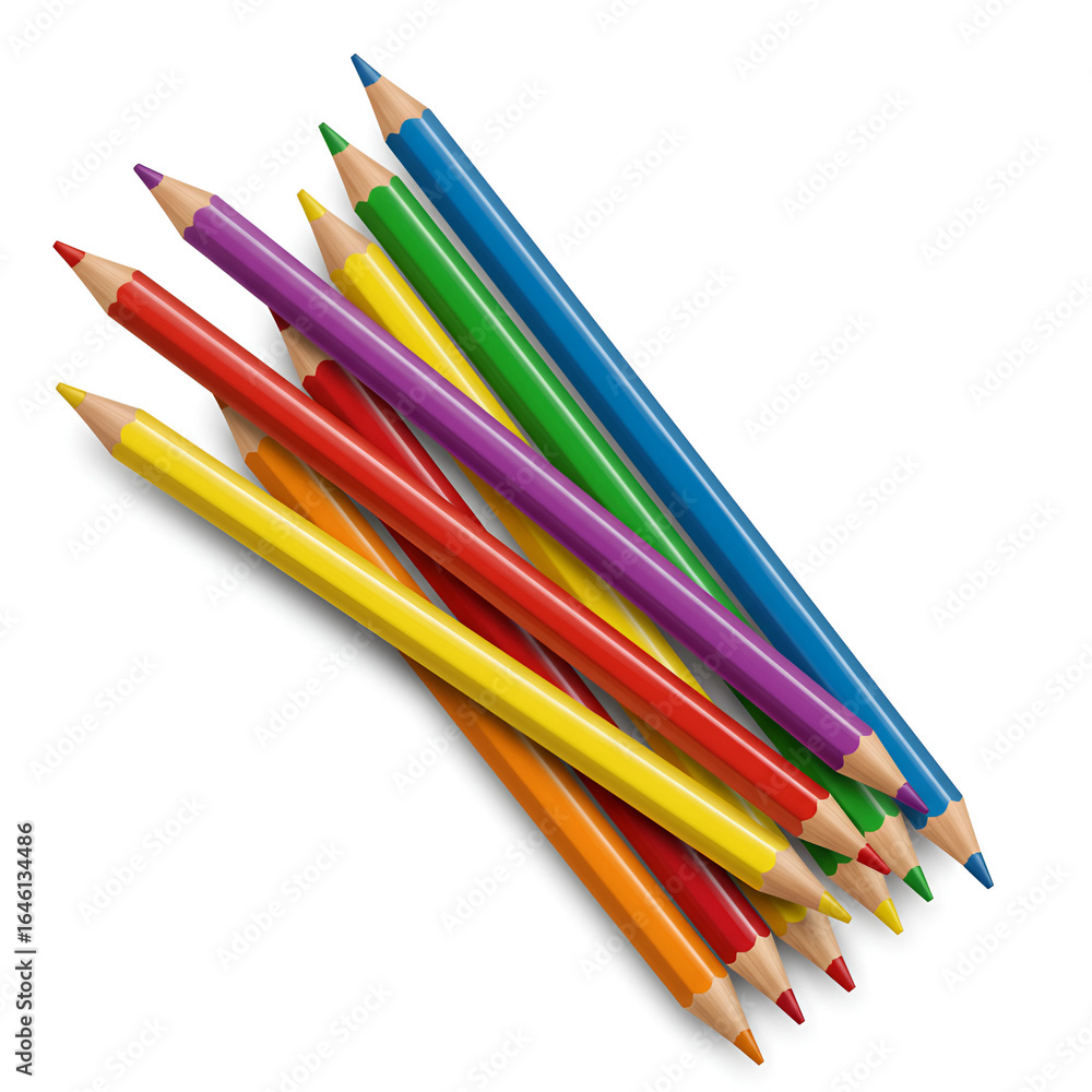 Fototapeta premium Bundle of colored pencils tied together for drawing and artistic