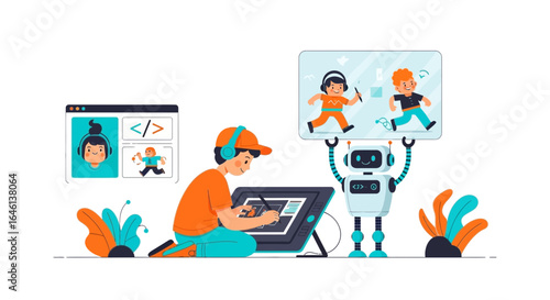 Illustrator creatively designs character animation with digital pen and software tools