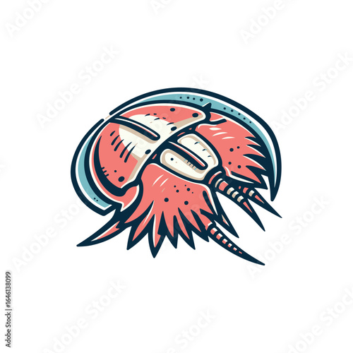 Detailed illustration of a horseshoe crab showcasing its unique anatomy against a plain background