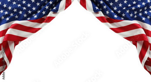American flag draped open to reveal black space