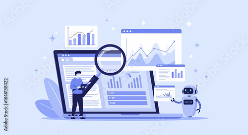 Improve Seo Performance With Data Analysis And Artificial Intelligence Flat Design