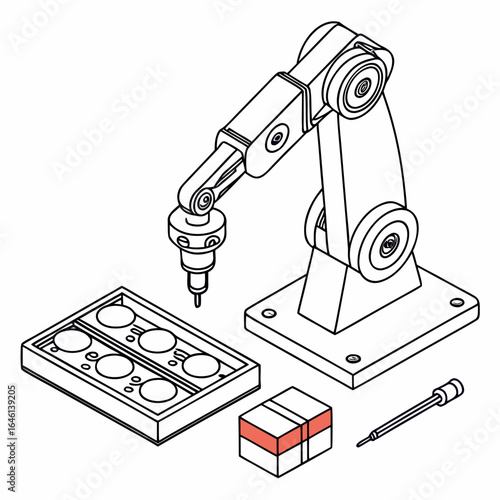 A robotic arm on a conveyor belt, illustrating automation, manufacturing, or smart technology in an industrial setting