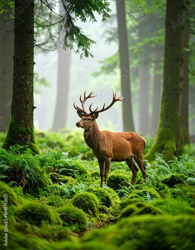 Majestic deer in a misty forest (1)