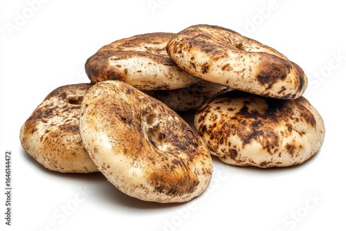 Pile of fresh shiitake mushrooms isolated on white background