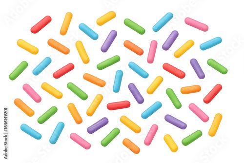 Colorful sprinkles falling on transparent background for pastry decoration