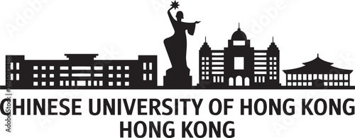 Chinese University of Hong Kong Skyline Silhouette Vector Illustration Landmark