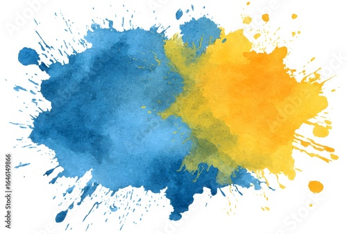 Blue Yellow Watercolor Paint Explosion