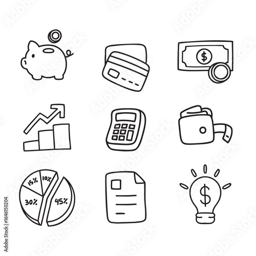 Set Vector Line Icons of Accounting