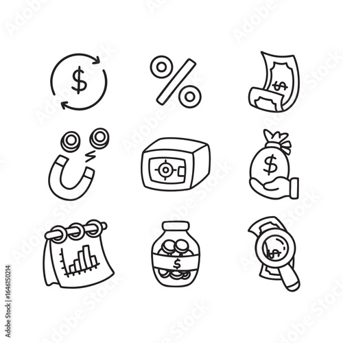 Simple outline signs for investment application