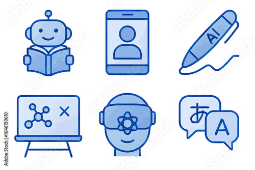 Artificial Intelligence and Virtual Reality Technology Icons