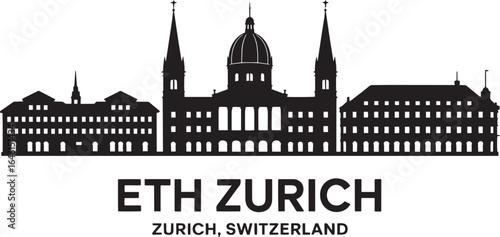 ETH Zurich Switzerland Skyline Silhouette Vector Illustration Design Graphic