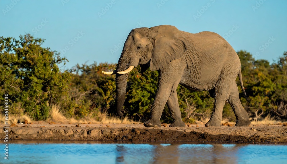 Obraz premium Elephant by a waterhole