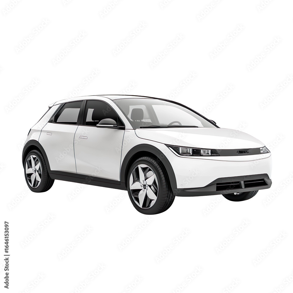 Fototapeta premium White electric car Isolated on transparent background