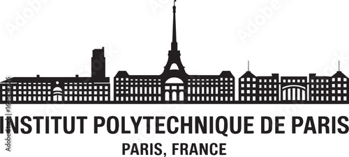 Institut Polytechnique de Paris France Skyline Silhouette Vector Illustration Landmark