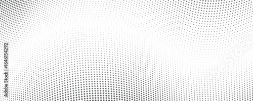 Abstract background with wavy halftone dots forming smooth circular gradients. Dynamic flowing dot pattern creates a modern and eye-catching visual texture.