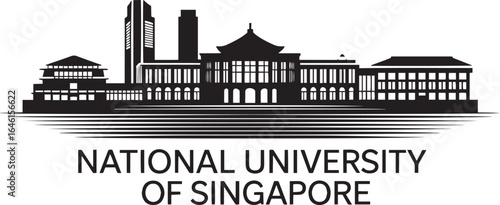 National University of Singapore Skyline Silhouette Vector Illustration Design