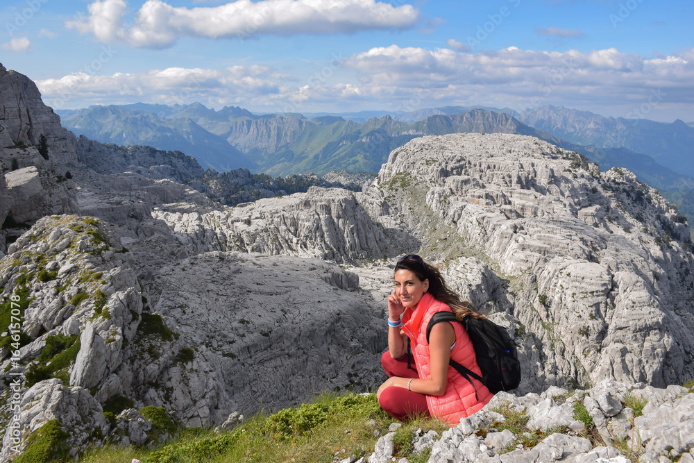 Naklejka premium hiker in the mountains