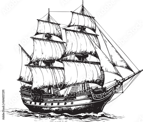 Hand-Drawn Pirate Ship