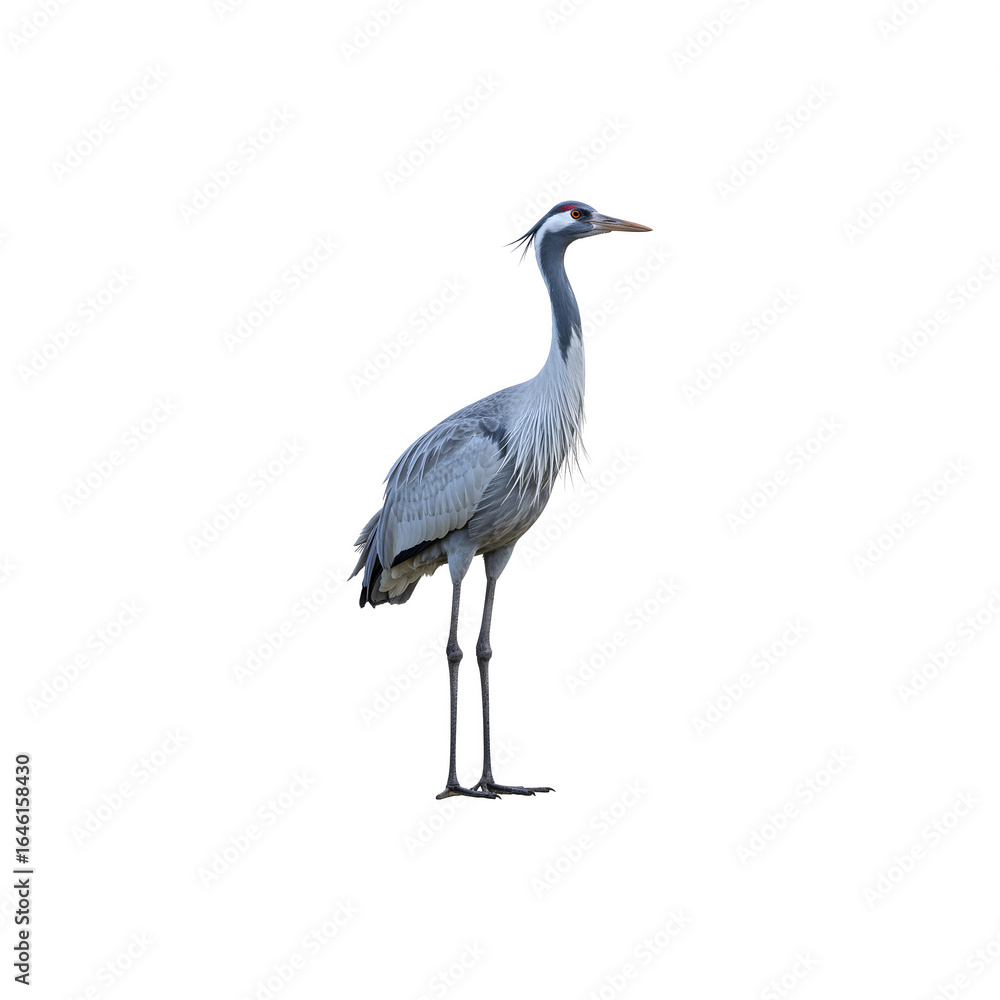 Blue heron bird standing isolated on white background for wildlife and nature photography Blue heron bird standing isolated on white background for wildlife and nature photography