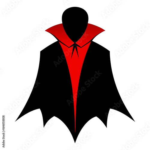 Stylized vampire cape with red accent and black silhouette
