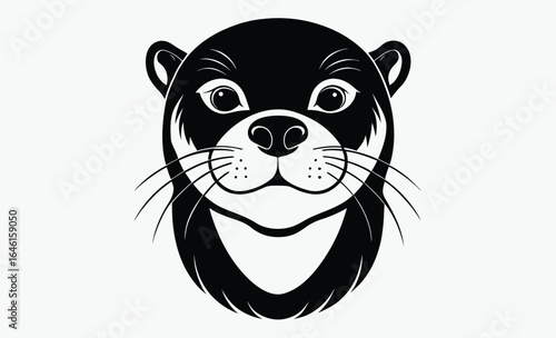 Otter head silhouette, aquatic mammal vector, wildlife icon, black animal illustration, otter head silhouette line art vector illustration with a white background