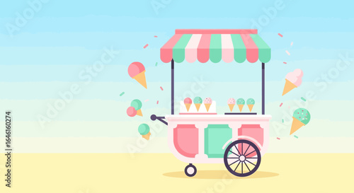 Pastel Colors And Summer Treats Ice Cream Cart Concept Design