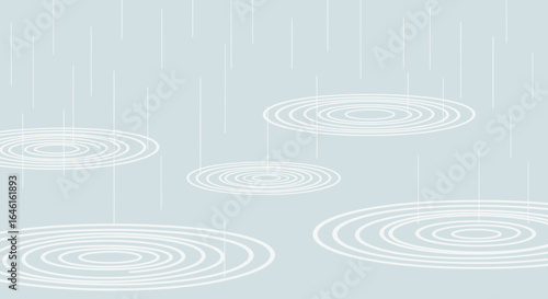 Minimalist Vector Illustration of Raindrops and Ripples on a Soft Blue Background, a soothing backdrop