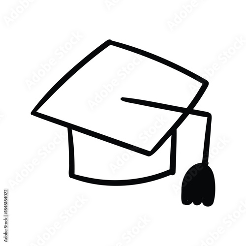 Hand drawn graduation cap outline element icon