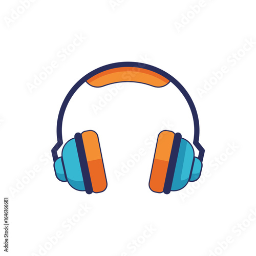 Colorful headphones in modern design with blue and orange accents  