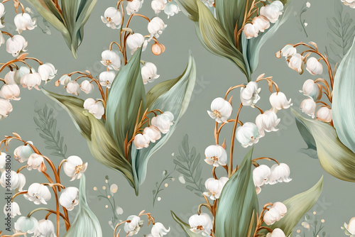 Wallpaper Mural A seamless pattern of delicate Lily of the Valley flowers and leaves. Torontodigital.ca