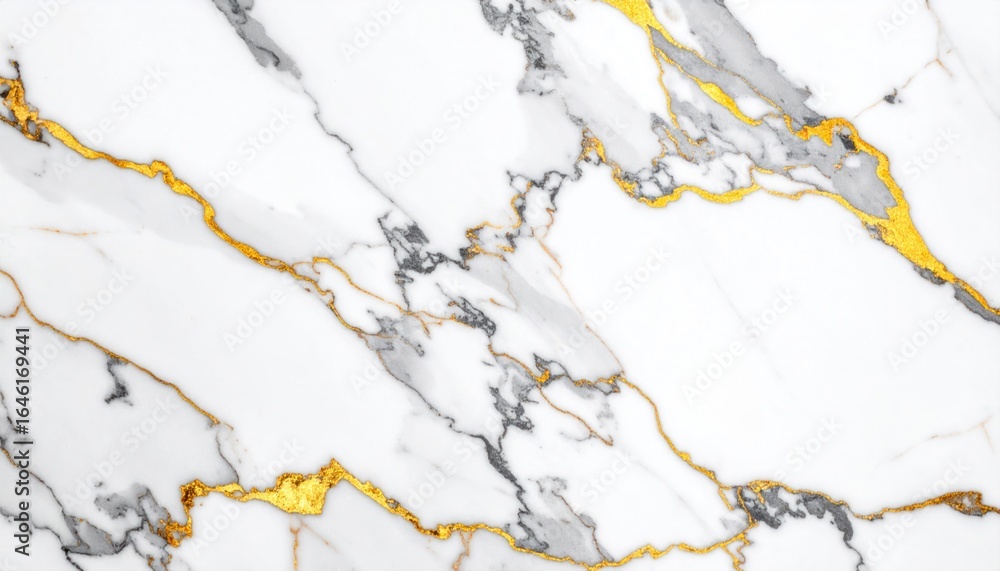 Obraz premium Luxurious White Marble Surface with Bright Golden Veins and Detailed Texture