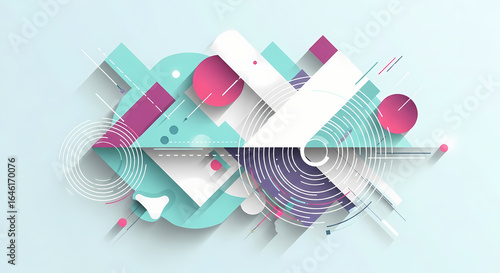Abstract Geometric Shapes and Lines with Modern Design and Vibrant Colors