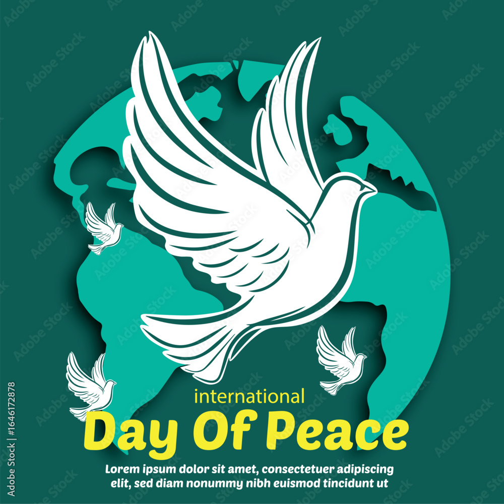 Obraz premium Flying White Dove Symbolizing Global Harmony and Freedom