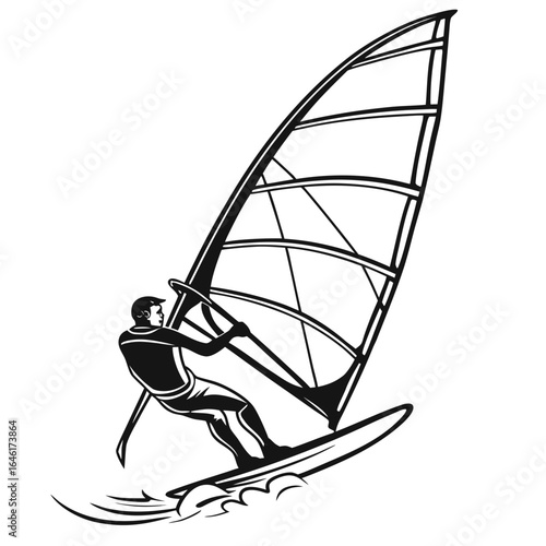 silhouette of a surfboard black fill white