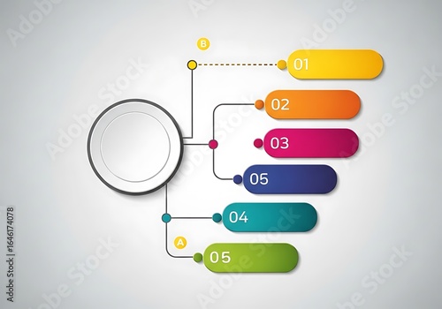 Colorful infographic diagram with numbered steps and connections