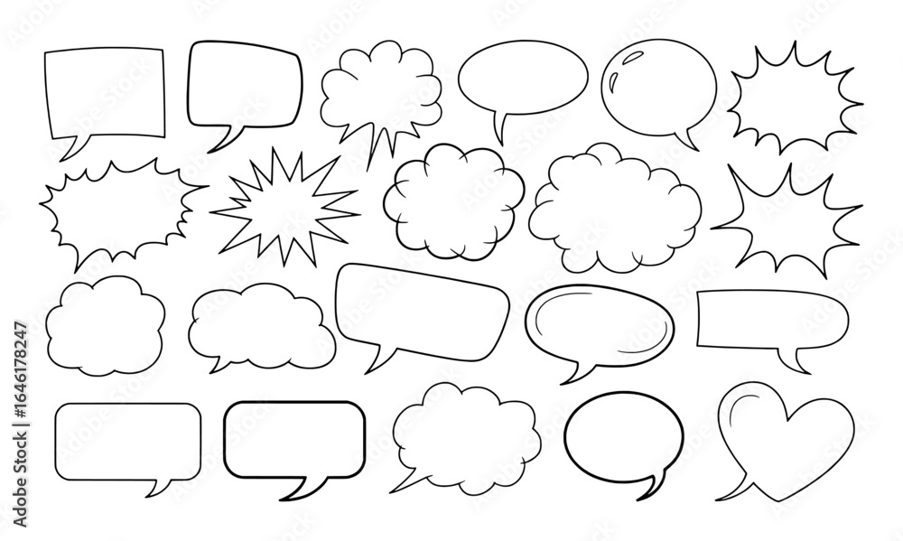 Obraz premium Diverse speech bubble shapes and styles for communication talk conversation