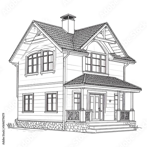 Sketch of a two-story house