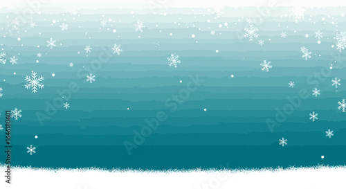 Teal winter background with falling snowflakes creating a festive atmosphere ideal for holiday designs