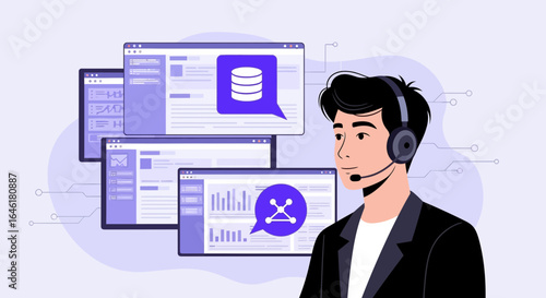 Technical support representative working with data analysis applications for support