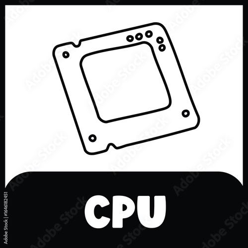 CPU ship flashcard 4×4 black and white