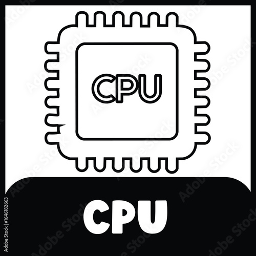 CPU flashcard 4×4 black and white