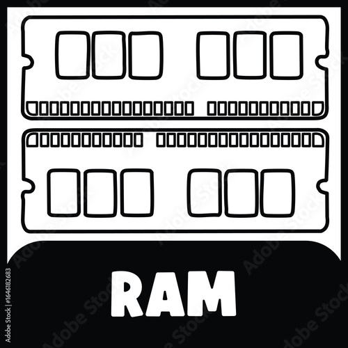 RAM flashcard 4×4 black and white