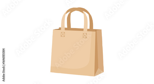 Illustration of a reusable beige shopping bag with short handles on a white background space bag bag on transparent background
