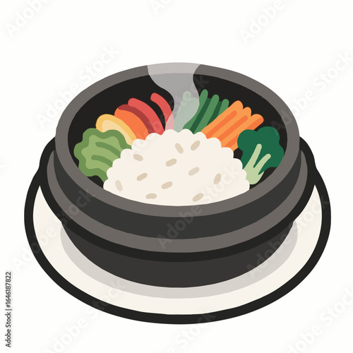 Delicious Bibimbap Korean Rice Bowl with Colorful Vegetables