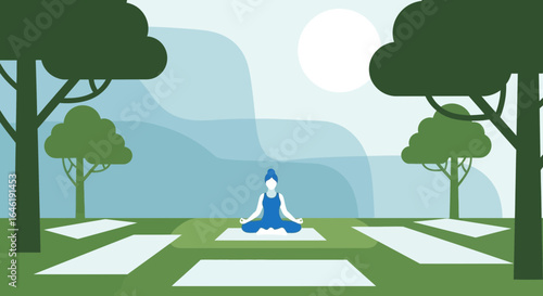 Yoga Retreat In Nature With Meditating Woman Peaceful Outdoor Practice