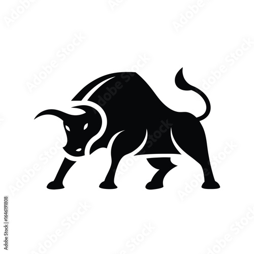 Vector of a bull on a white background.  bull silhouette icon. strength and perseverance symbol Animals.