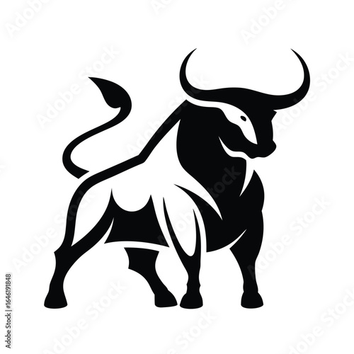 Vector of a bull on a white background.  bull silhouette icon. strength and perseverance symbol Animals.