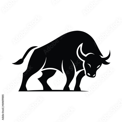 Vector of a bull on a white background.  bull silhouette icon. strength and perseverance symbol Animals.